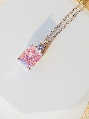 Ice pink cubic zirconia necklace